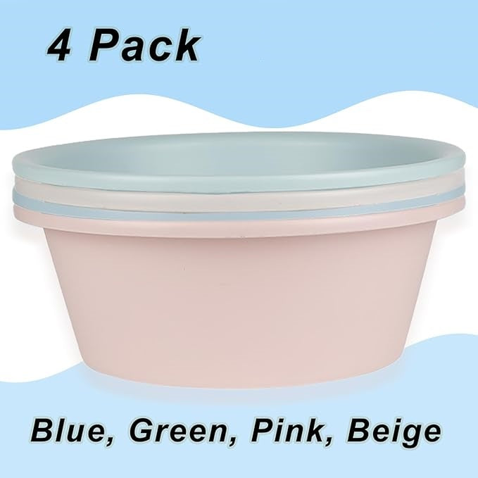 4 Pack Round Plastic Wash Basin,Small Basin Tub Stackable Camping Basin for Washing Face, Fruit, Dishes, Bottles, Home Kitchen Sink, 11.6 X 4.3 Inches, 4 Colors