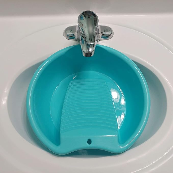 Blue Washboard Basin for Hand Washing Clothes and Small Delicate Articles